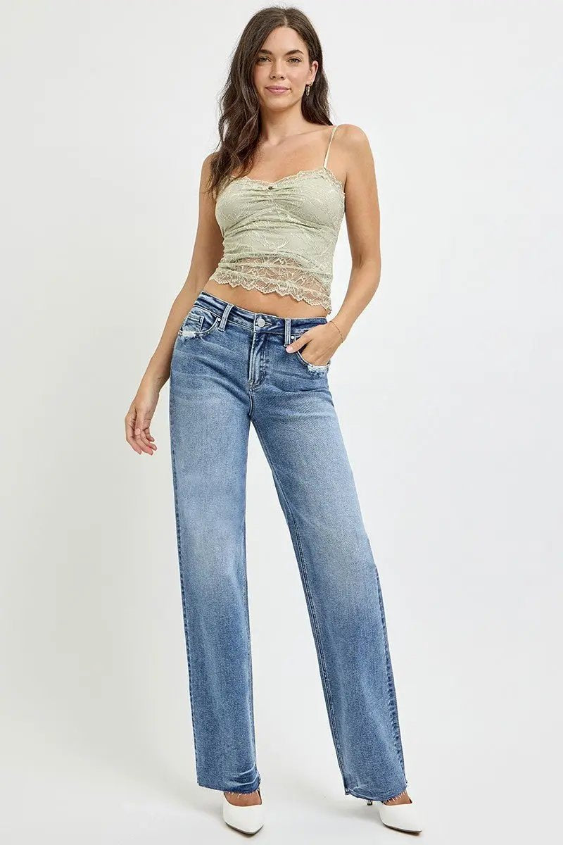 RISEN Full Size High Rise Straight Leg Jeans with Pockets - Love Salve
